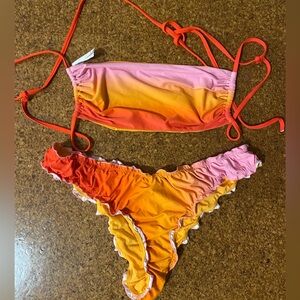 WeWoreWhat Ombré Sunset Orange Bikini Set